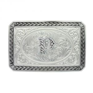 Montana Silversmiths Initial P Antiqued Wheat Trim Portrait Buckle (27200D-P)